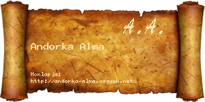 Andorka Alma névjegykártya